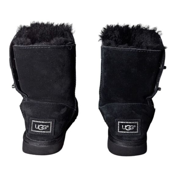 UGG Short Turnlock Rhinestones "Black" Winter Boot Size 6 - Picture 5 of 11